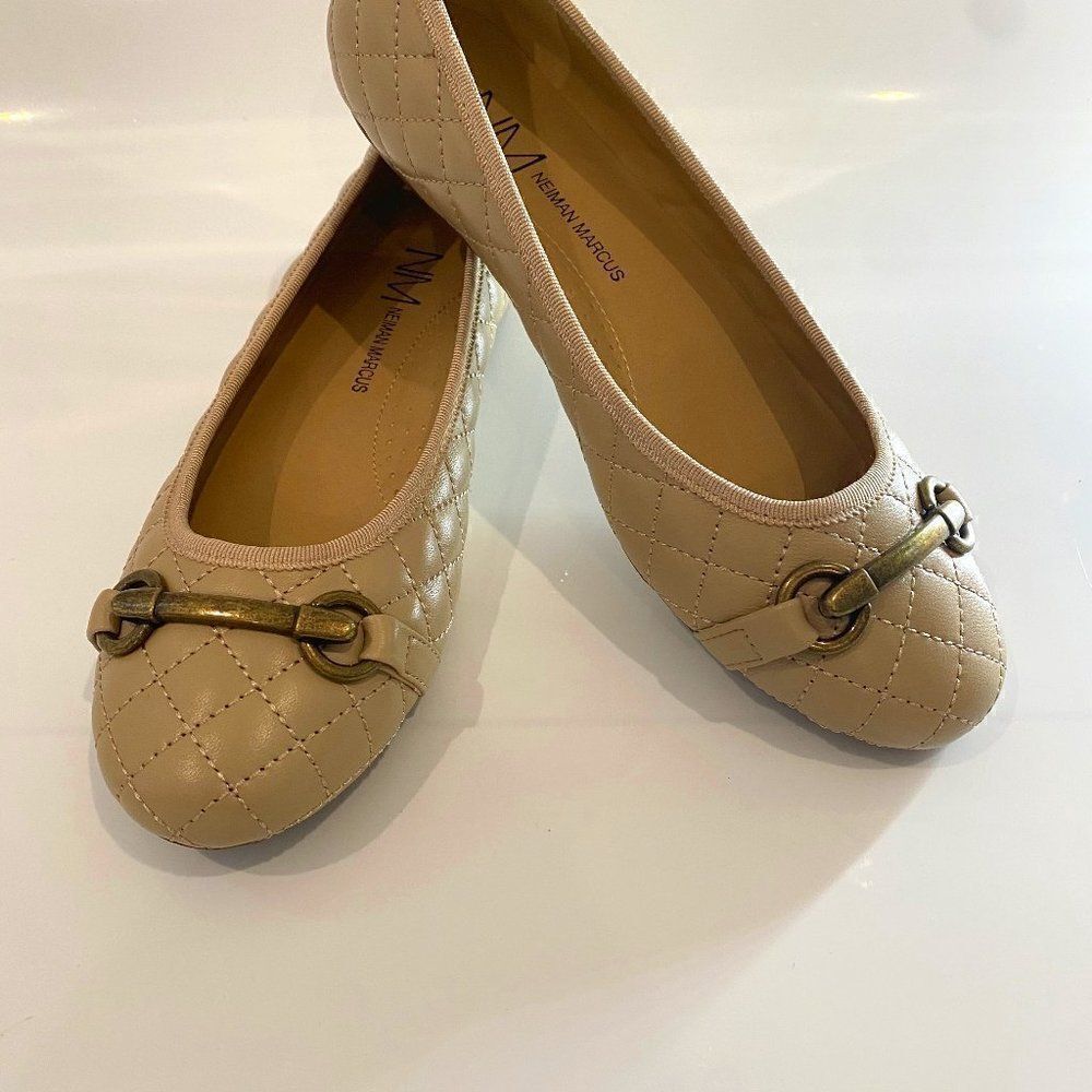 Neiman Marcus Sean Quilted Ballet Flats (5 1/2M)